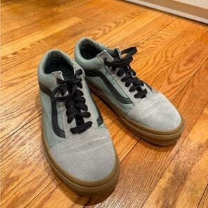 Vans Old Skool Sneakers in Sage Green and Black with Gum Sole